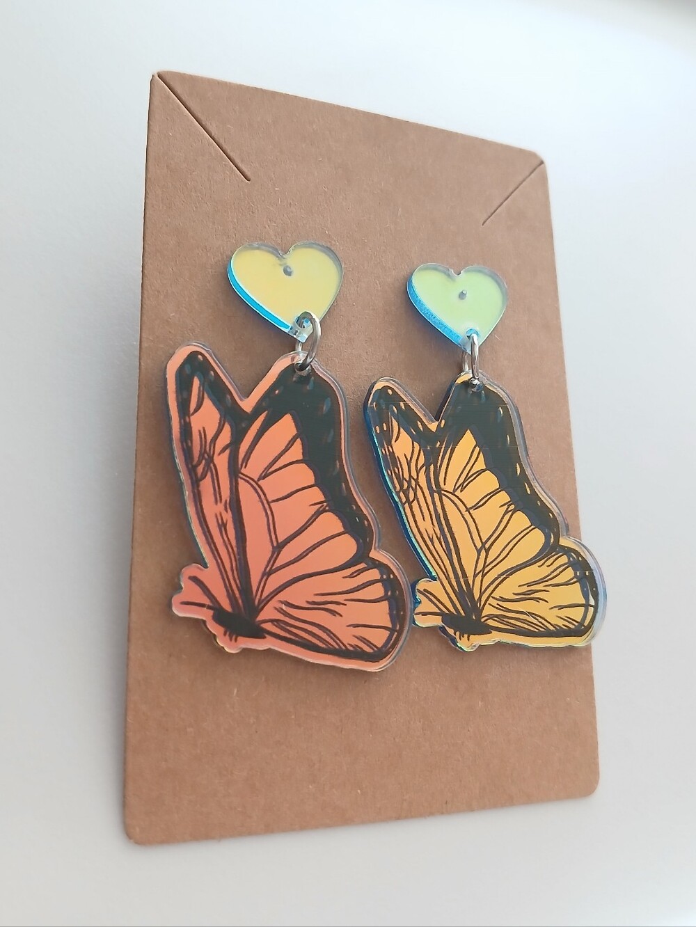 Fashion Jewelry Orange and Yellow Butterfly Heart Drop Earrings